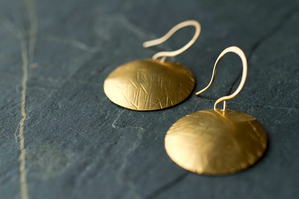 Textured Gold Moon Earrings
