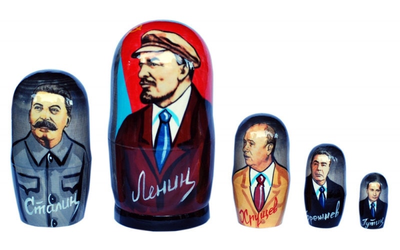 From Lenin to Putin matryoshka nesting doll, 5 pc, free shipping