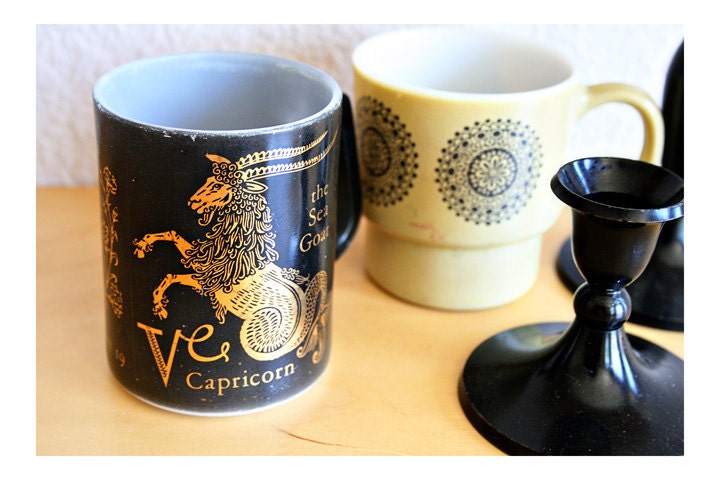 Vintage Milkglass Capricorn Mug