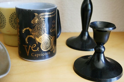 Vintage Milkglass Capricorn Mug