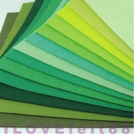 Felt Fabric - 13 Greens