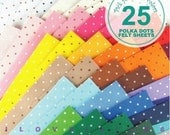 25 Printed Polka Dots Felt Fabric - Pick your own colors