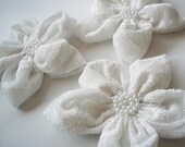 White Textured Tulle Flowers Handmade Appliques Embellishments(3 pcs)