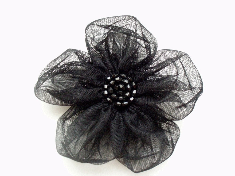 Black Flowers Handmade Appliques Embellishments(3 pcs)