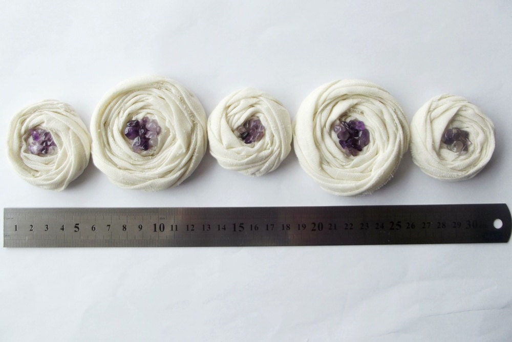 Cream Cotton Roses Handmade Appliques Embellishments(5 pcs)