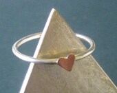 Tiny Love Heart - Stacking Sterling Silver & Copper Ring - made to order