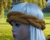 Hand Knit Headband Gold
