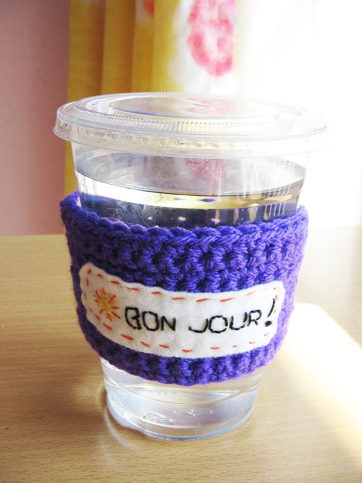 Starbucks coffee cup COZY - Cotton - Purple - BONJOUR tag with the sun