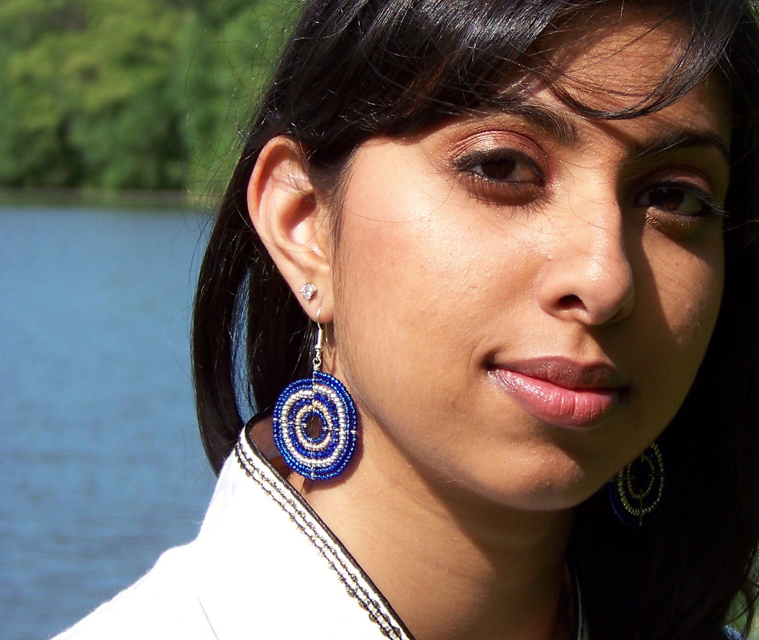 Maasai Blue and Silver Earrings (Small)