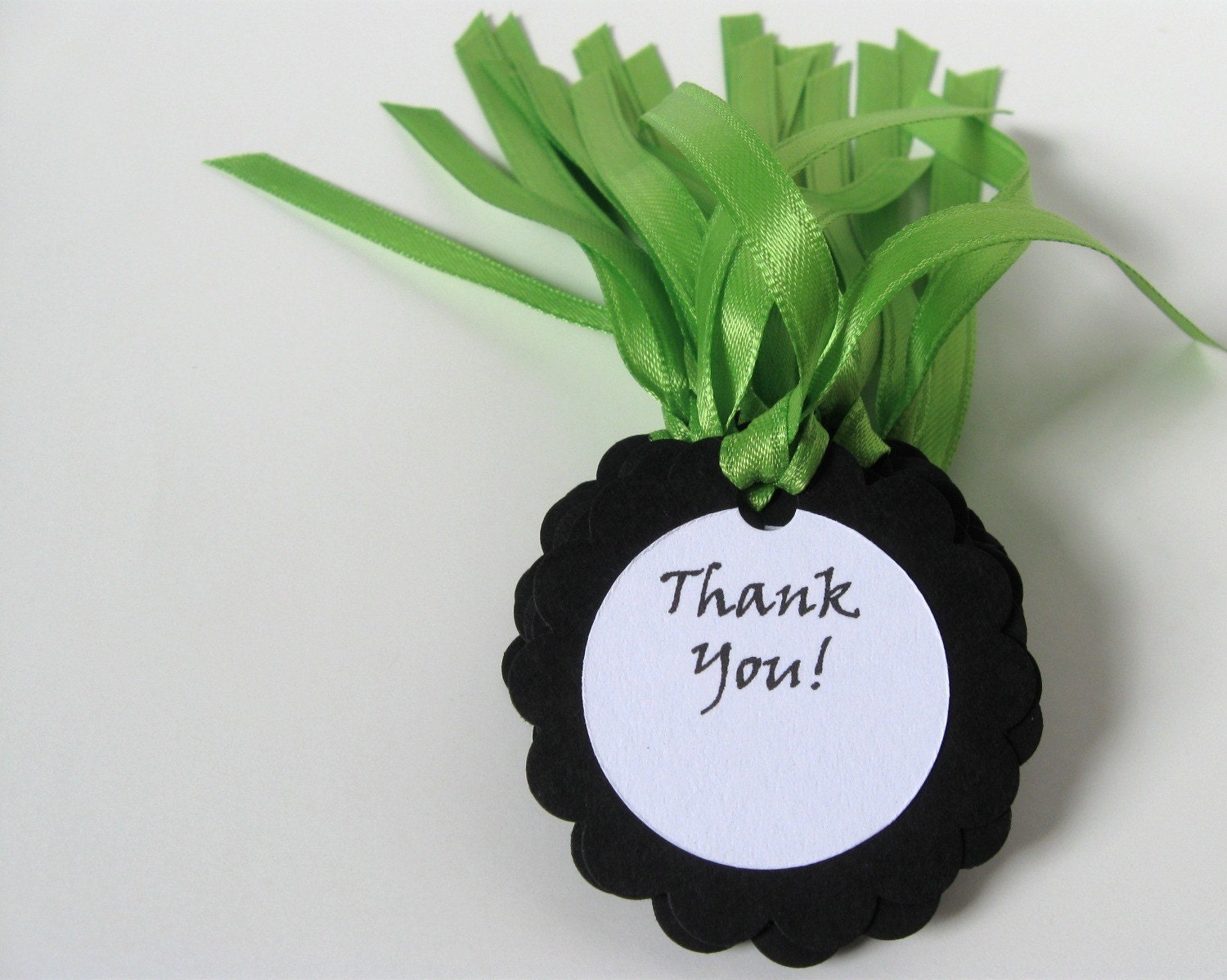 Party Favor Thank You Tags,  Black & Green - Set of 15 - Additional Quantities and Colors Available