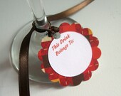Wine Charms, Drink Glass Tags, Place Cards - Red & Brown Plaid, Set of 15 -  Additional Quantities Available