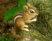 Needle felted chipmunk, life sized woodland animal