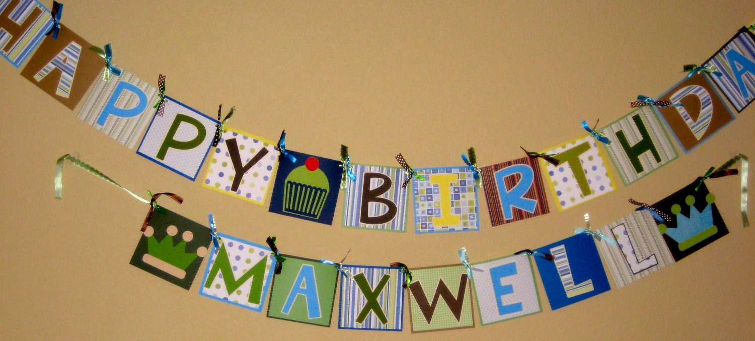 Custom made happy birthday baby shower party banner FREE PERSONALIZATION