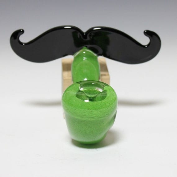 Glass Mustache Pipe - Sherlock -Hedcraft Glassworks-
