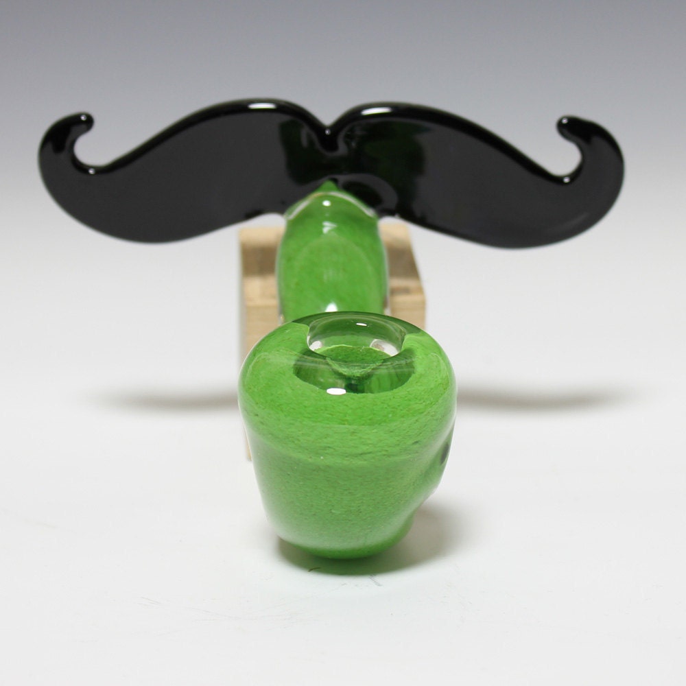 Glass Mustache Pipe - Sherlock -Hedcraft Glassworks-