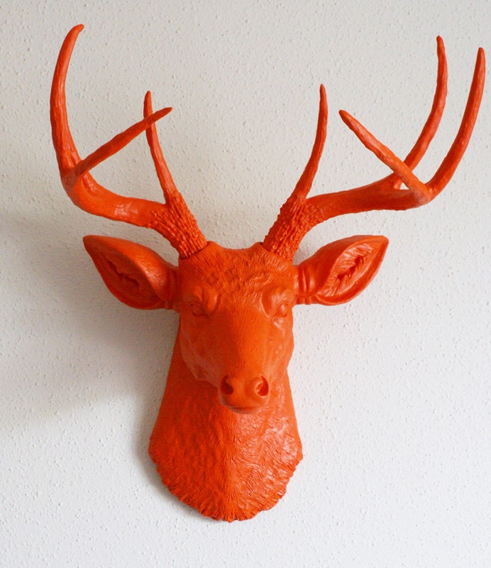 Orange Deer Head Wall Mount