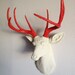 Cream & Red Deer Head Wall Mount