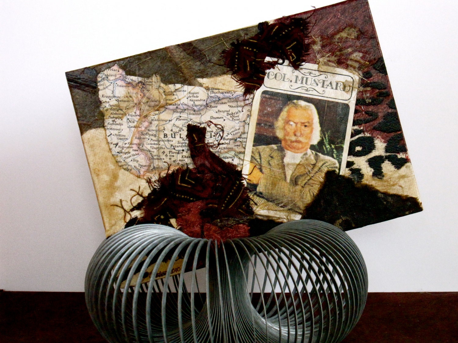 Original Collage Art from Vintage Clue Game  - The Colonel Revealed