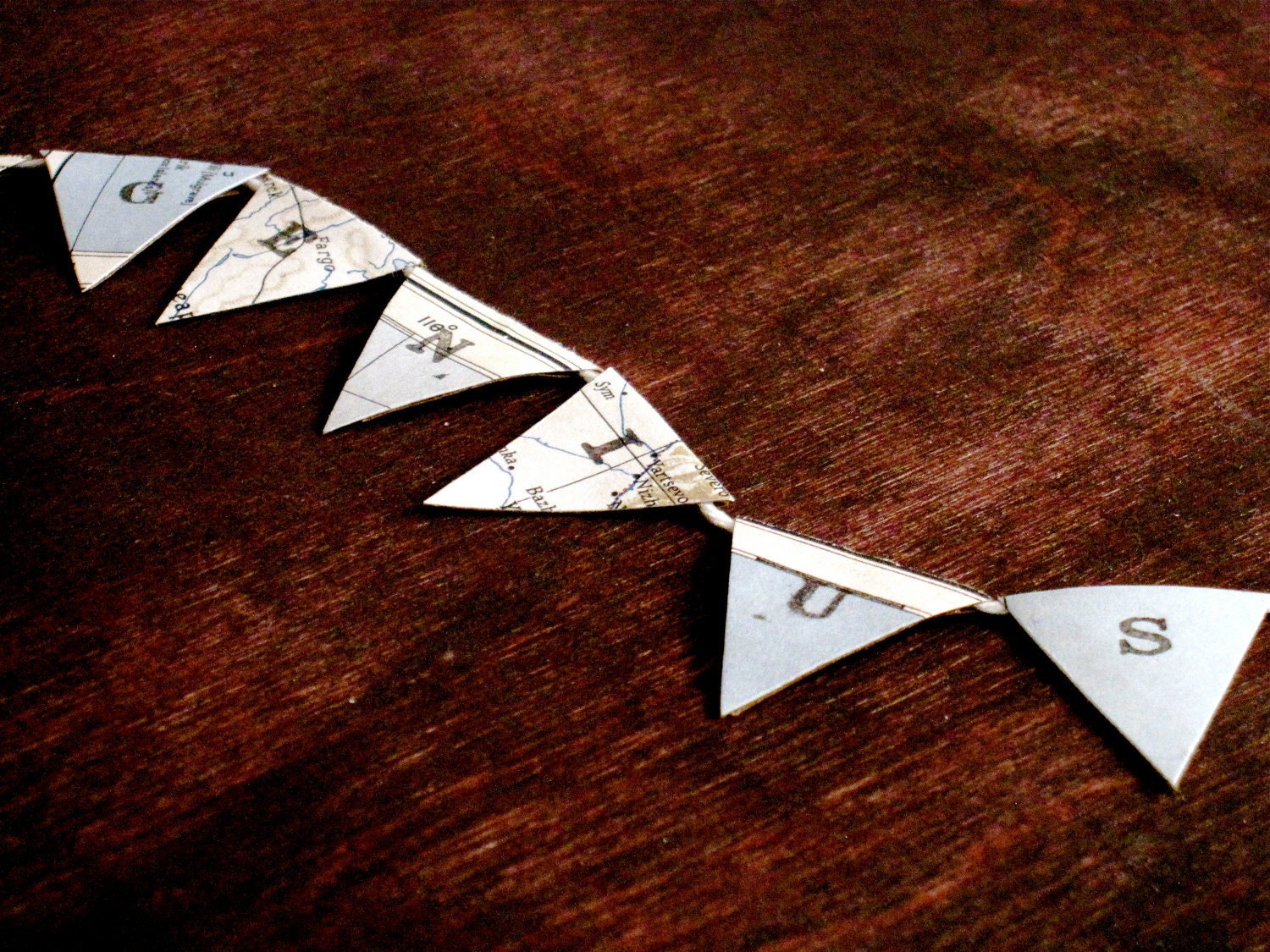 GENIUS Mini Pennant Banner Flag Bunting From Vintage National Geographic Maps