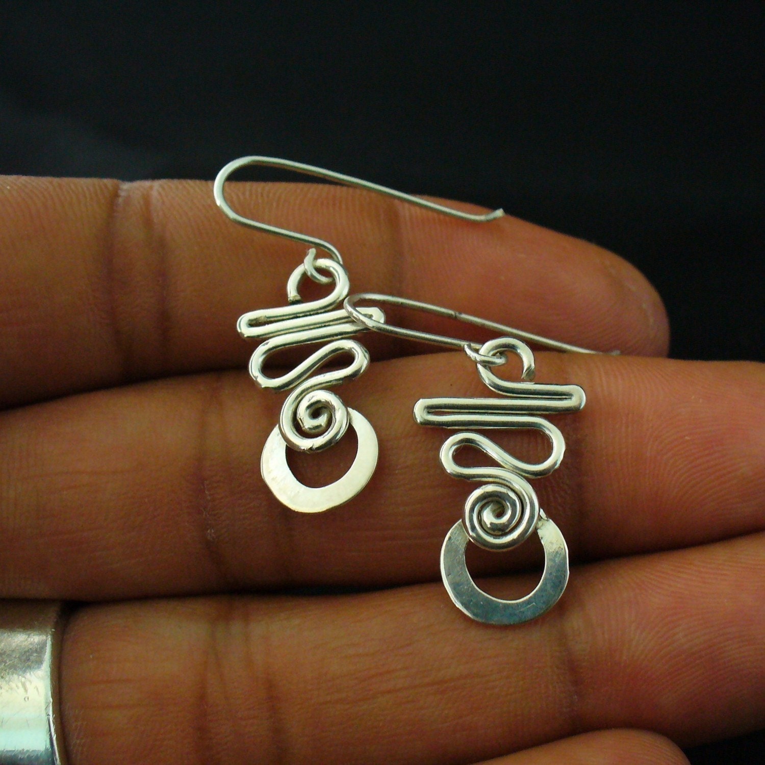 Handmade Sterling Silver Twisted Wire Earrings