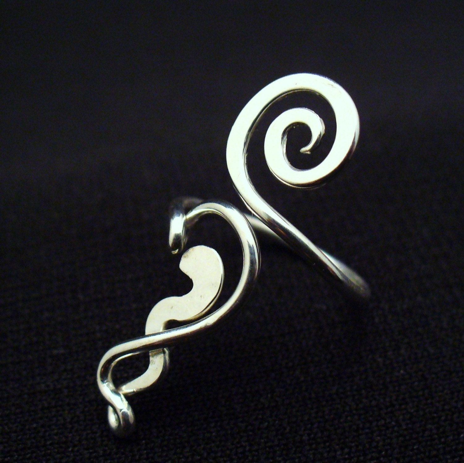 Sterling Silver Toe Ring Twisted Wire Wrapped Cute and Adjustable