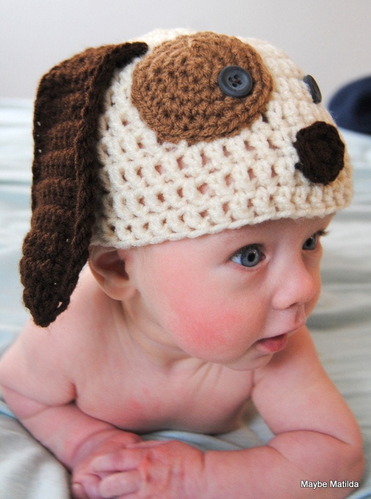 PDF Pattern for Baby and Child Puppy Dog Crochet Hat with Permission to Sell What You Make