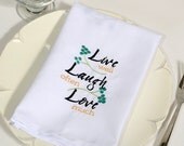 Dinner Napkins , Live Well Laugh Often Love Much Custom Cloth Dinner Napkins Perfect for Gift Giving, Set of 2, Custom Colors Available