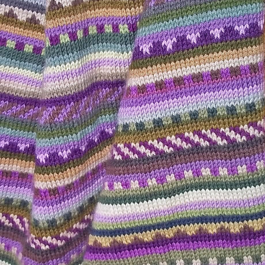 Hand Knitted Wool Baby Blanket by Zephyr London, Emerald, Olive and Grape