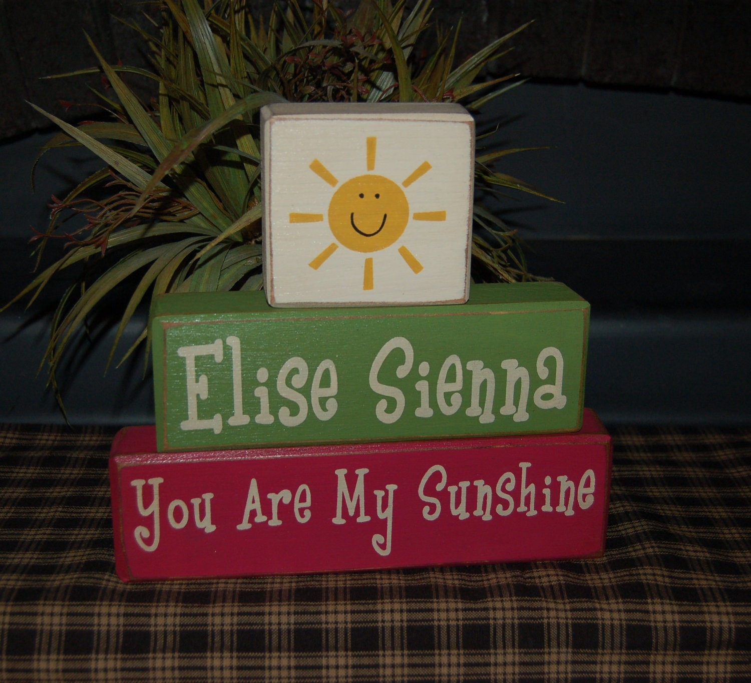 You Are My SUNSHINE PERSONALIZED Name Kids Boys Girls Children Wood Sign Blocks Primitive Country Rustic