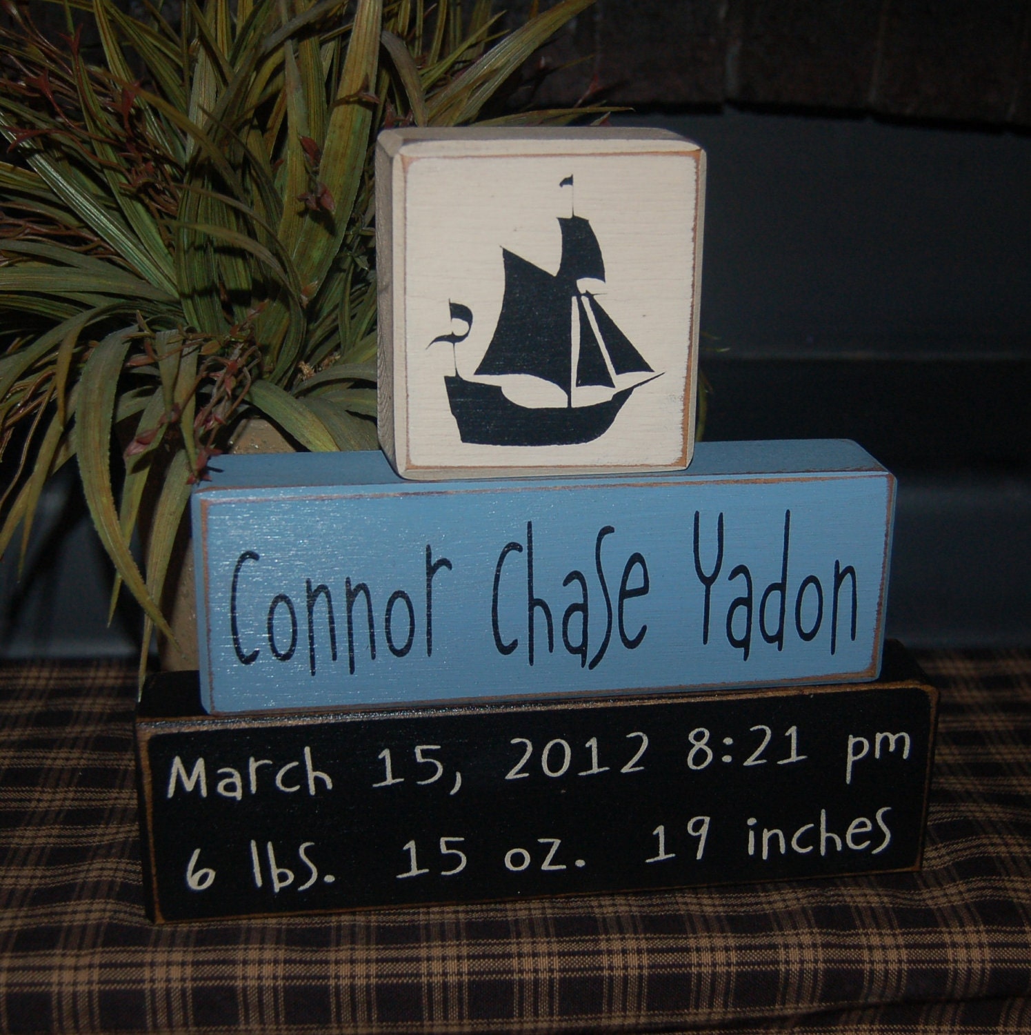 BABY BIRTH Announcement PERSONALIZED Name Measurements Girls Boys Children Giraffe Pirate Ship Wood Sign Blocks Primitive Country Rustic