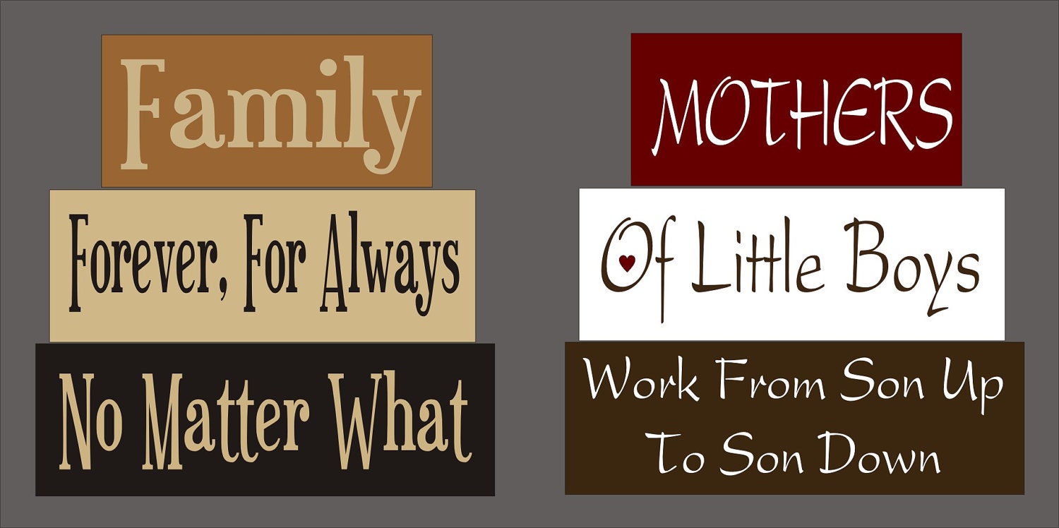 MOTHERS Of Little BOYS Work From SON Up To Son Down Wood Sign Shelf Blocks Primitive Country Rustic Home Decor