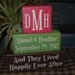 WEDDING Happily Ever After Forever For Always No Matter What PERSONALIZED Names Initials Monogram Date Wood Sign Blocks Primitive Country