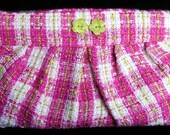 Pink plaid boucle clutch