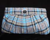 Plaid flannel pleated clutch