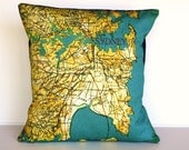 Pillow cover SYDNEY- organic cotton cushion cover, map cushion, pillow, 16 inch