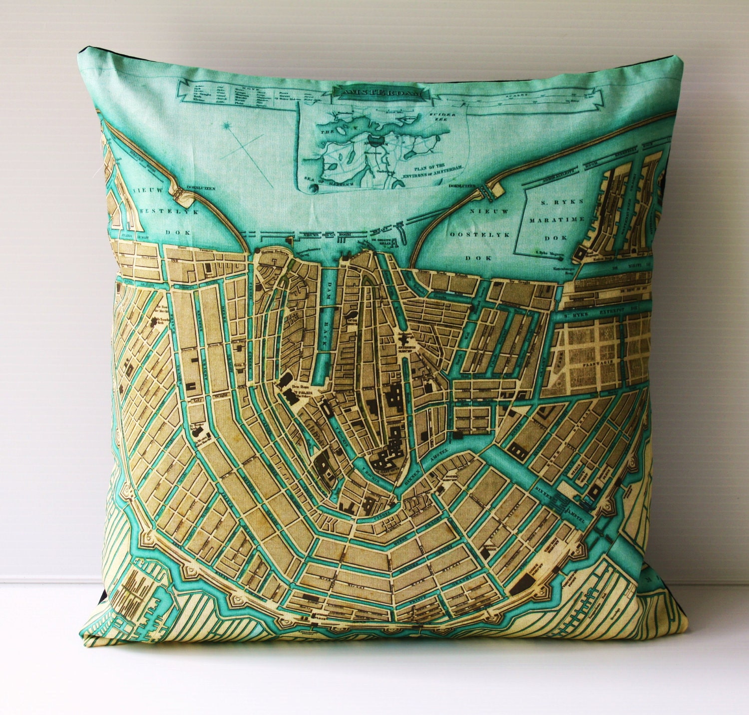 Cushion cover pillow map pillow, AMSTERDAM map, cushions organic cotton, pillow 16x16, decorative pillow.