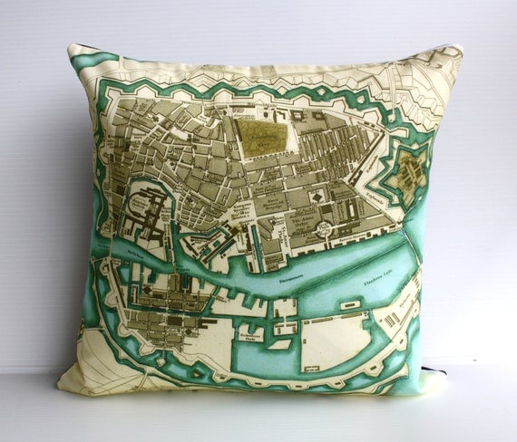 Decorative pillow COPENHAGEN map cushion, organic cotton , pillow, cushion , 16 inch, 41cm