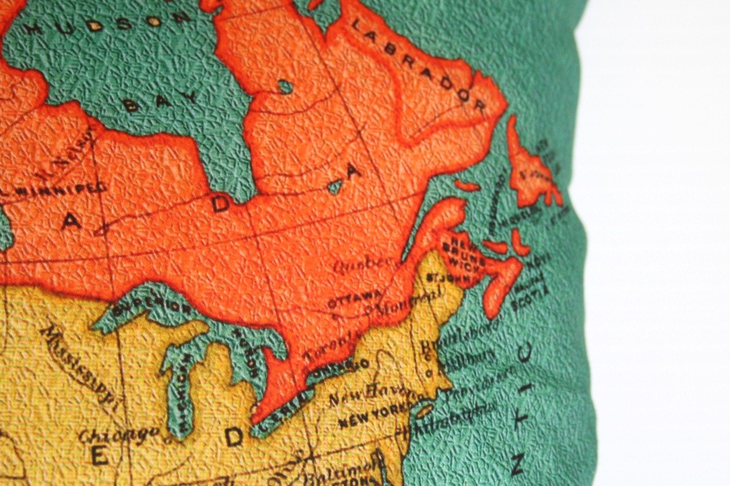 cushion cover, pillow NORTH AMERICA Organic cotton map cushion, throw pillow  map pillow Decorative pillow 16 x 16 pillow