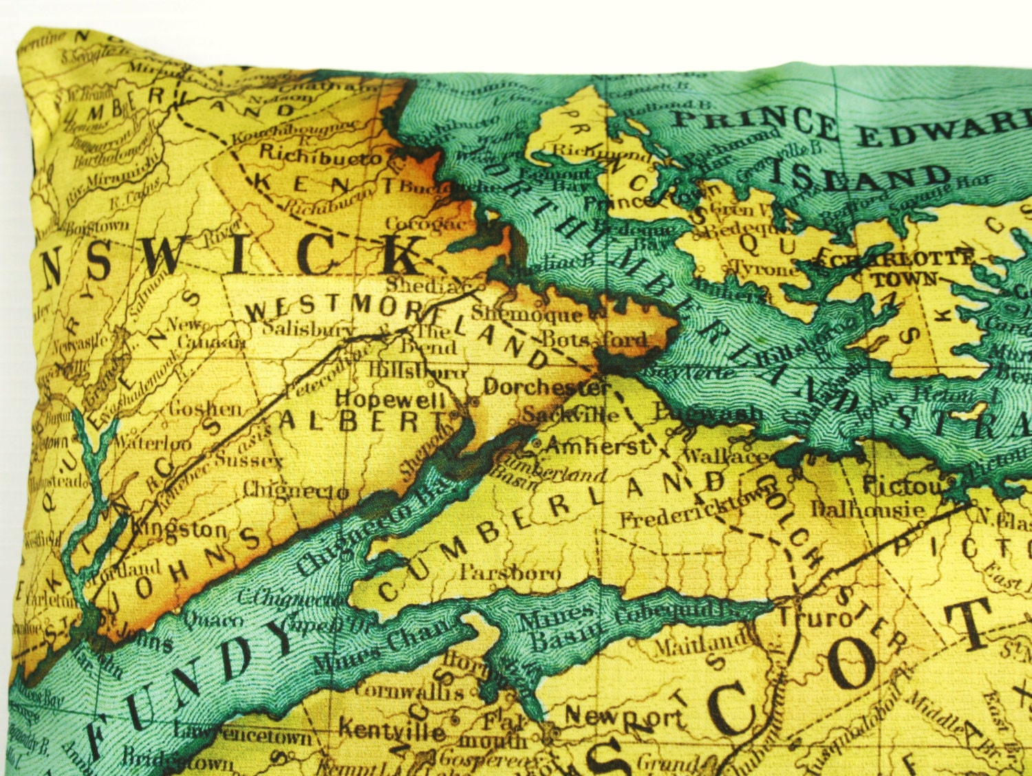 pillow cover, map decorative cushion NOVA SCOTIA map cushion, organic cotton, pillow cover 16x16