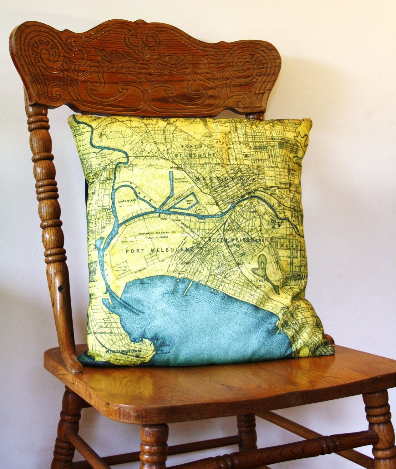 cushion cover, MELBOURNE map cushion map pillow organic cotton, 16 inch pillow 41cm decorative pillow, throw pillow