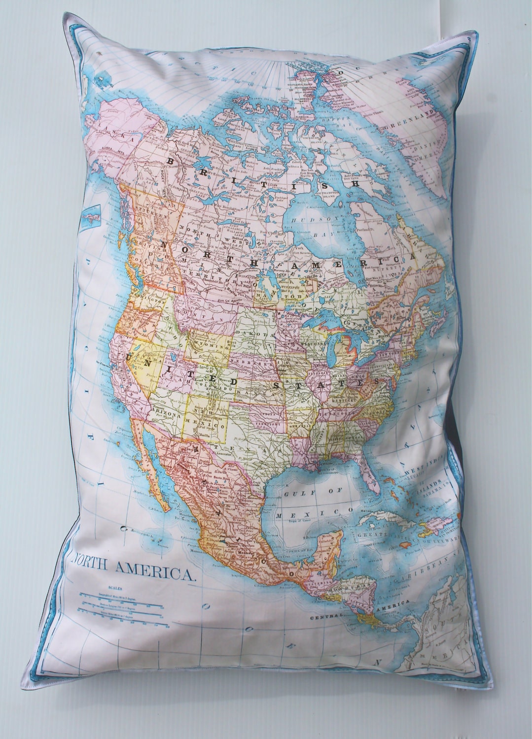 Floor cushion map floor cushion NORTH AMERICA GIANT map cushion, organic cotton cushion, pillow cover, bean bag