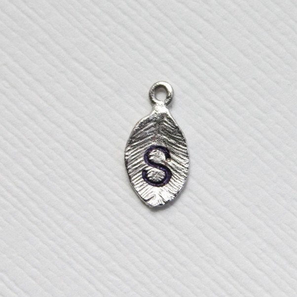 Add On Jewelry Charms. Personalized Silver Leaf.  Hand Stamped one Initial. Comes with jump ring