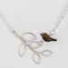 Black Bird Necklace- Mother-of-Pearl Bird and Silver Branch (WN3)