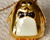 Penguin in Tuxedo Pendant Necklace (24K Gold-Plated)