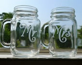 Mr and Mrs toasting flutes, mason jar mug set, mason jar drinking glasses, bride and groom toasting flutes, wedding toasting flutes