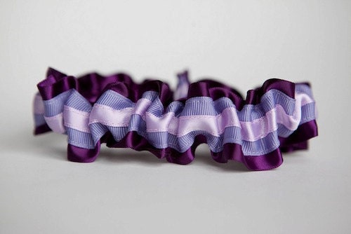 Wedding Garter Set - Purple Bridal Garter Set - Style 256