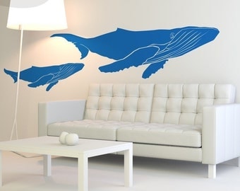 Humpback Whales - Set of 2 - Vinyl Wall Decals