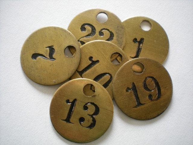 Vintage Brass Number Tag Hotel Fob