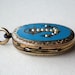 Antique Victorian Mourning Locket Seed Pearl Blue Enamel Anchor