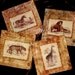 Africa Glass Art Coasters - Handmade Decoupage Glass Beveled Coaster Set - Vintage Paris - Out of Africa